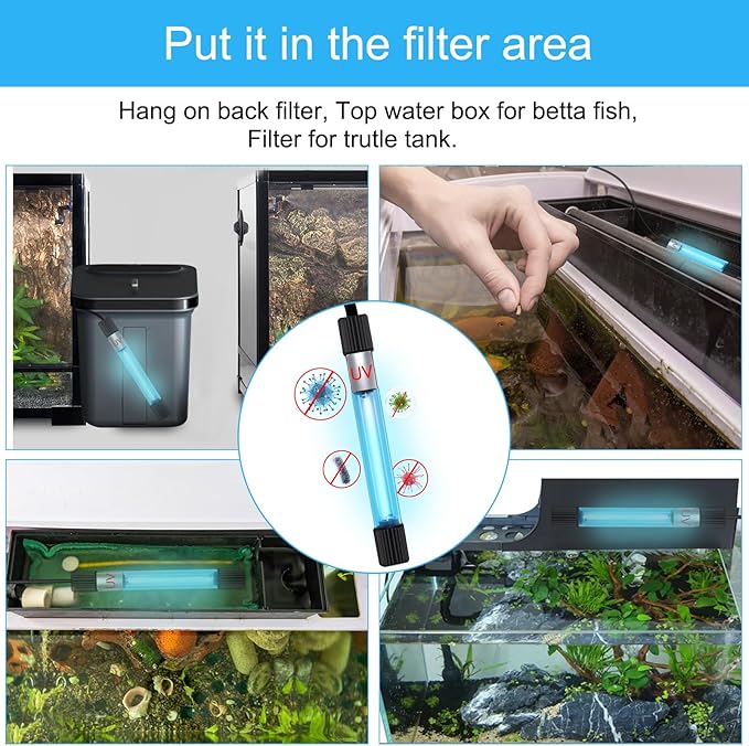 Clean Light for Aquarium，11 W&13 W Fish Tank Clean Light with Timer,Aquarium Green Killing Machine Waterproof Clean Submersible Lamp for Pond,Swimming Pool,Indoor AquariumPetsFishMonopoly