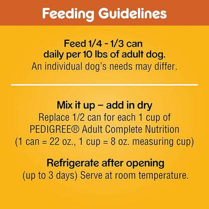 PEDIGREE CHOPPED GROUND DINNER Adult Canned Soft Wet Dog Food with Chicken, 22 oz. Cans (Pack of 12) - PAWPICO