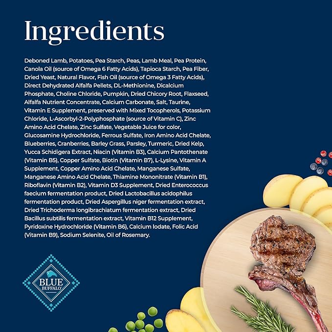 Blue Buffalo Basics Grain-Free Dry Dog Food for Adult Dogs, Limited Ingredient Diet, Lamb Recipe, 22-lb. Bag - PAWPICO