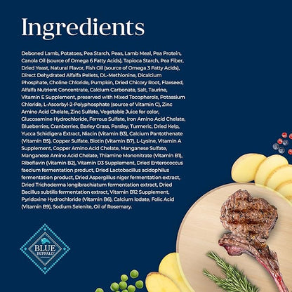 Blue Buffalo Basics Grain-Free Dry Dog Food for Adult Dogs, Limited Ingredient Diet, Lamb Recipe, 22-lb. Bag - PAWPICO