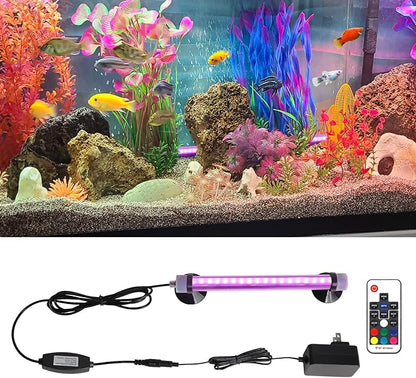 Submersible Aquarium Light for Fish Tank: Full Spectrum Underwater Fish Tank Light with COB Led Light Strips - Adjustable Brightness 8 Colors Led Light with Remote and Suction for Aquarium (7.8 Inch) SZMINILED