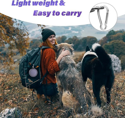 Dog Bowl Pet Collapsible Bowls, 2 Pack Collapsible Dog Water Bowls for Cats Dogs, Portable Pet Feeding Watering Dish for Walking Parking Traveling with 2 Carabiners (Small, Purple+Fairy Pink) - PAWPICO