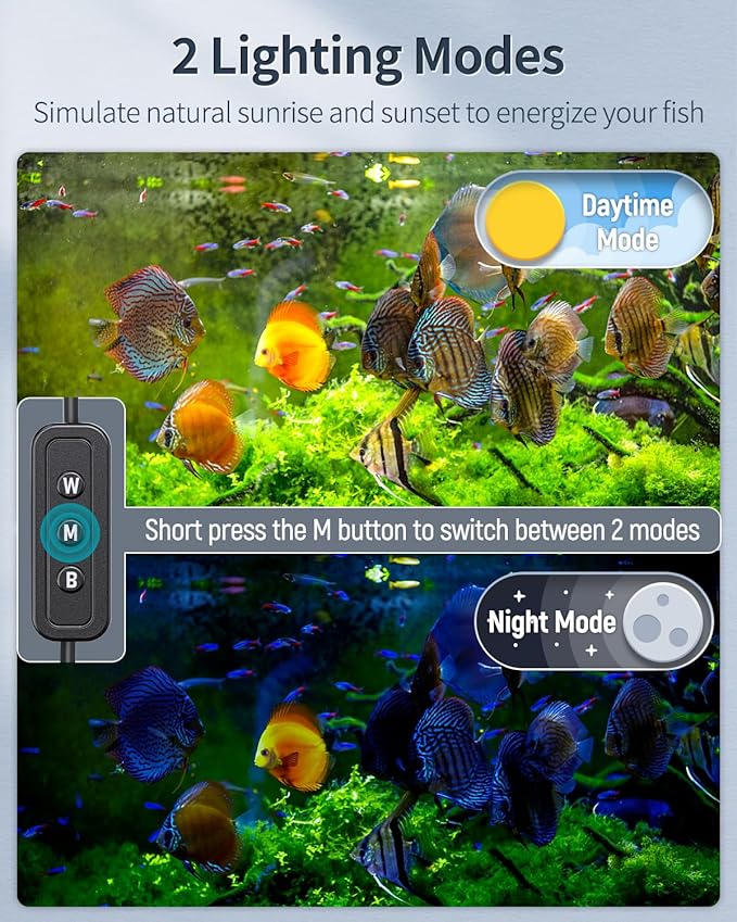 Pawfly 33W Aquarium LED Light for 48 to 54 Inch Fish Tanks Extendable Fish Tank Light with Full Spectrum Brilliant White Blue Red Lights with Daytime & Night Modes and Adjustable Brightness Pawfly