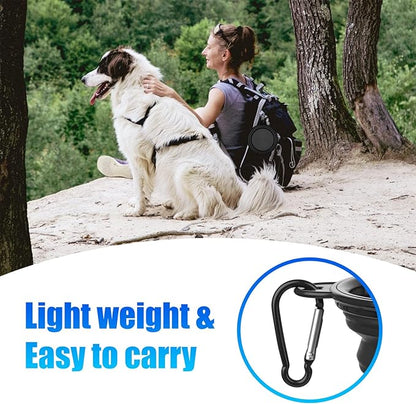 Dog Bowl Pet Collapsible Bowls, 2 Pack Collapsible Dog Water Bowls for Cats Dogs, Portable Pet Feeding Watering Dish for Walking Parking Traveling with 2 Carabiners (Small, Black+Black) - PAWPICO