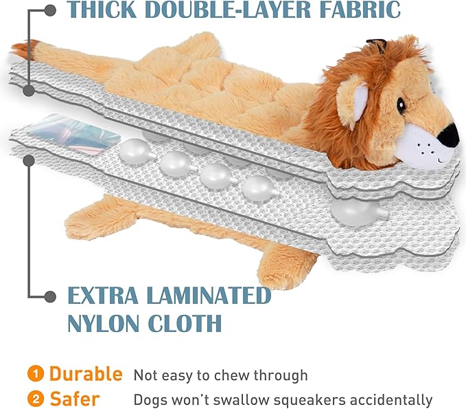 Nocciola 5 PCS Less Stuffing Dog Squeaky Toys for Aggressive Chewers, Durable Plush Dog Toy Set with Stuffed Head for Small to Large Dogs - PAWPICO