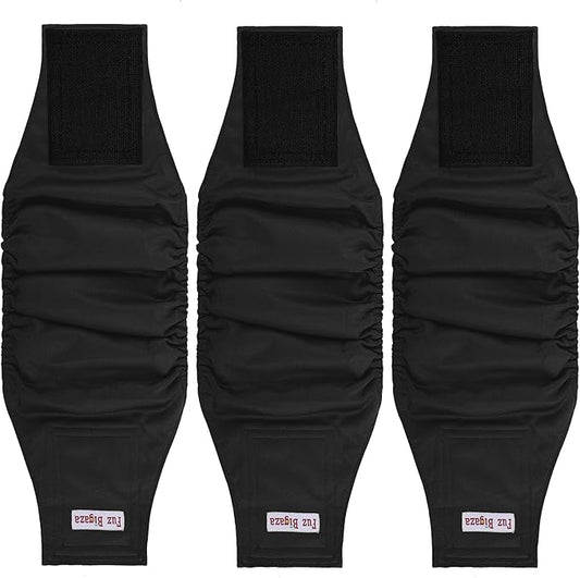 Male Dogs Diapers Belly Bands(3Pack), Washable Reusable Male Boy Doggy Wraps Panties for Doggie Puppy Pooping Potty Training Incontinence Marking Pañal para Perro Black Large - PAWPICO