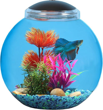 Koller Products 3-Gallon Globe Fish Bowl, Impact- Resistant Plastic Fish Tank with LED Lighting, Crystal-Clear Clarity, Desktop Aquarium Tank for Betta Nano Goldfish Peacockfish Zebrafish, Home Décor DISCOVERTHEEXCITINGWORLDOFKEEPINGTROPICALFISH