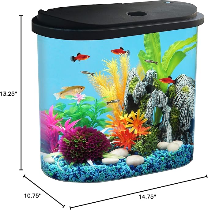 Koller Products AquaView 4.5-Gallon Aquarium Starter Kit with Full Filtration and LED Lighting (7 Dazzling Color Selection), Ideal for a Variety of Tropical Fish DISCOVERTHEEXCITINGWORLDOFKEEPINGTROPICALFISH