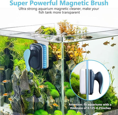Aquarium Magnetic Glass Cleaner, Fish Tank Algae Magnet Cleaning Tool with Algae Scraper for Glass Aquariums Tank, Floating Scrubber Brush, 2 Detachable Scrapers, Small fishkeeper