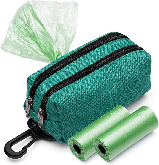 Premium Dog Poop Bag Holder for Leash - Convenient Dog Poop Bag Dispenser with Durable Design - Stylish Accessory for Easy Cleanup - Ideal for Dogs, Puppies, and Outdoor Walks - Teal Green - PAWPICO