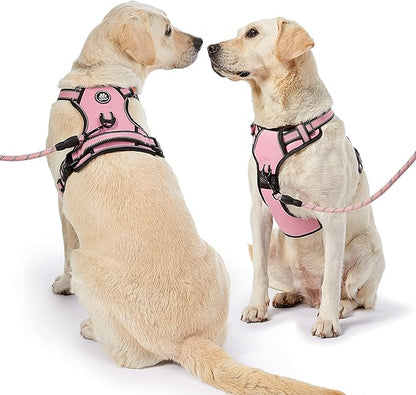 NESTROAD No Pull Dog Harness,Adjustable Oxford Dog Vest Harness with Leash,Reflective No-Choke Pet Harness with Easy Control Soft Handle for Small Dogs(Small,Pink) NESTROAD