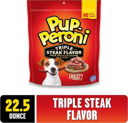 Pup-Peroni Dog Treats, Triple Steak Flavor, 22.5 Ounce, Ribeye, Top Sirloin, NY Strip Flavors - PAWPICO