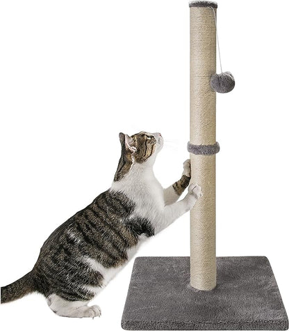 32 Inches Tall Cat Scratching Post, Cat Scratch Post Tree Kitten Scratcher with Sisal Rope, Scratching Post for Indoor Cats with Hanging Ball - PAWPICO