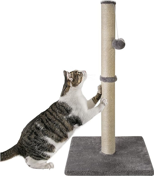 32 Inches Tall Cat Scratching Post, Cat Scratch Post Tree Kitten Scratcher with Sisal Rope, Scratching Post for Indoor Cats with Hanging Ball - PAWPICO