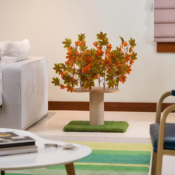 On2 Pets 2ft Interchangeable Leaves Kitty Tree with Scratching Post, Cat Activity Condo Made in USA with Love and Care - PAWPICO