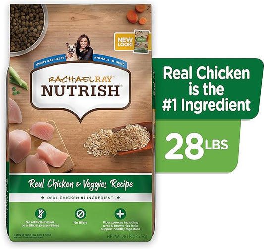Rachael Ray Nutrish Premium Natural Dry Dog Food, Real Chicken & Veggies Recipe, 28 Lb - PAWPICO