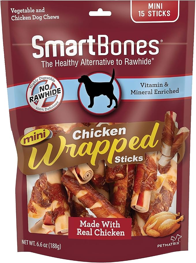 SmartBones Chicken-Wrapped Sticks, Treat Your Dog to a Rawhide-Free Chew Made with Real Chicken and Vegetables - PAWPICO