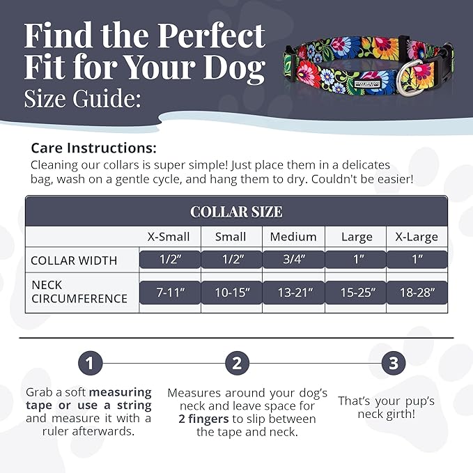 Lucky Love Dog - Adjustable Dog Collar with Easy Click Buckle for Small to Large Dogs, Durable, & Comfortable Collar for Male & Female Dogs, Pet Collar for Puppies & Adult Dogs - Blackbird, Large LuckyLoveDog