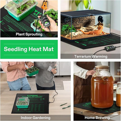 VIVOSUN 20"x20.75" Seedling Heat Mat with Built-in Temperature Controller, UL & MET-Certified Waterproof Plant Heating Pad for Germination, Hydroponics, Brewing, Breeding, and Greenhouses VIVOSUN
