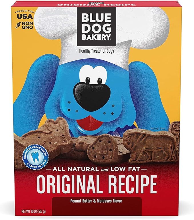 Blue Dog Bakery Natural Dog Treats, More Crunch Large, Peanut Butter, 18oz Box, 6 Boxes - PAWPICO