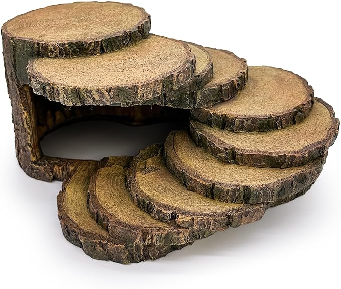 Reptile Hide Bearded Dragon Tank Accessories Reptile Snake Hideouts Stump Cave Habitat Decor for Turtles Lizards LUCOSIU