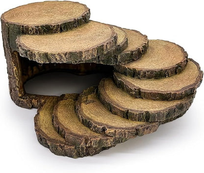 Reptile Hide Bearded Dragon Tank Accessories Reptile Snake Hideouts Stump Cave Habitat Decor for Turtles Lizards LUCOSIU