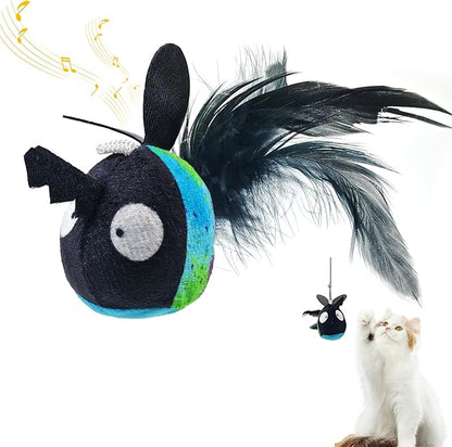 Chirping Cat Toys Hanging Cat Feather Toy - Catnip Interactive Cat Toys for Indoor Cats - Automatic Cat Toy for Cat Exercise & Kicker to Self Play (Cow Pangpang) - PAWPICO