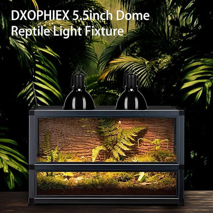 5.5inch Shallow Dome Reptile Light Fixture Reptile Heat Lamp Terrarium Reptile UVB Light Fixture for Bearded Dragon, Lizard, Hermit Crab, Turtle Tank and Vivarium（Max 100W） DXOPHIEX