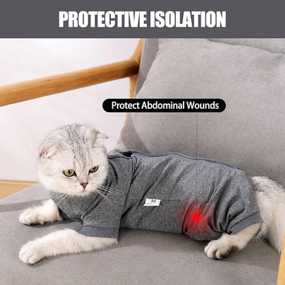LIANZIMAU Cat Surgical Recovery Suit Professional for Male Female Dog Abdominal Wounds Cone E-Collar Alternative Anti-Licking Pet Surgical Recovery Pajama Suit Soft Fabric Onesie for Cats Lianzimau