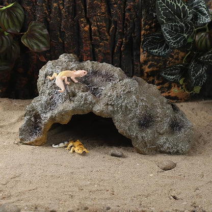 Resin Leopard Gecko Hide, True to Nature Reptile Rock for Bearded Dragon Hideout Snake Hides for Ball Pythons, Tortoise House Terrarium DÉCor - Large IBWell