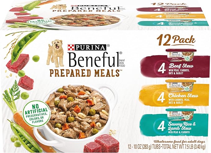 Purina Beneful Gravy Wet Dog Food Variety Pack, Prepared Meals Stew - (12) 10 oz. Tubs - PAWPICO