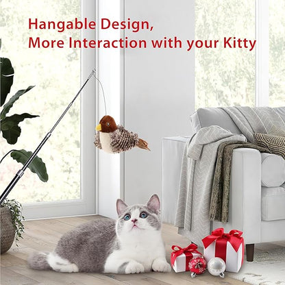 Gigwi Chirping Bird Cat Toys for Indoor Cats, Interactive Cat Toy with Real Electronic Squeaky Sound and Feather, Kitten Toys Automatic Cat Toy for Cat Exercise & Kicker to Self Play, Relieve Boredom - PAWPICO