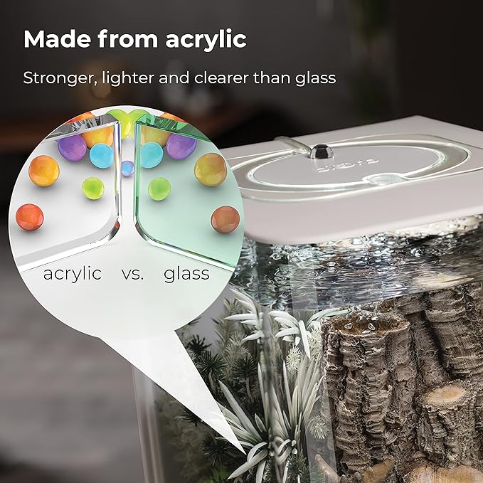 biOrb Flow 15 Acrylic 4-Gallon Aquarium with White LED Lights Modern Compact Tank for Tabletop or Desktop Display, White biOrb