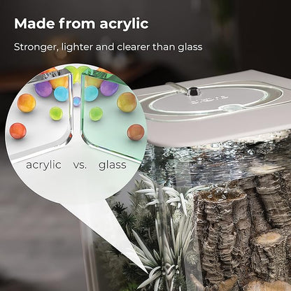 biOrb Flow 15 Acrylic 4-Gallon Aquarium with White LED Lights Modern Compact Tank for Tabletop or Desktop Display, White biOrb