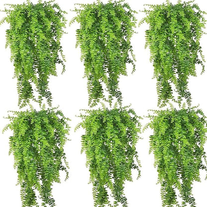 PINVNBY Reptile Plants Hanging Fake Vines Boston Climbing Terrarium Plant with Suction Cup for Bearded Dragons Lizards Geckos Snake Pets Hermit Crab and Tank Habitat Decorations (6 Pack) PINVNBY