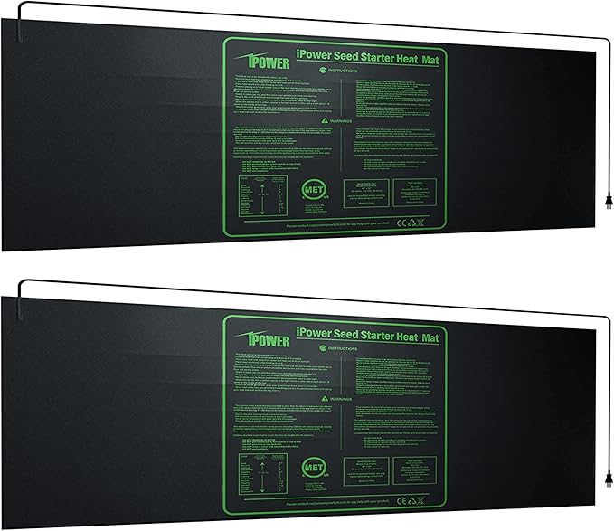 iPower 48" x 20" Waterproof Durable Seedling Heat Mat Warm Hydroponic Plant for Indoor Gardening Germination Starting, 2 Pack iPower