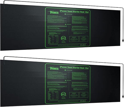 iPower 48" x 20" Waterproof Durable Seedling Heat Mat Warm Hydroponic Plant for Indoor Gardening Germination Starting, 2 Pack iPower
