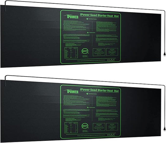 iPower 48" x 20" Waterproof Durable Seedling Heat Mat Warm Hydroponic Plant for Indoor Gardening Germination Starting, 2 Pack iPower