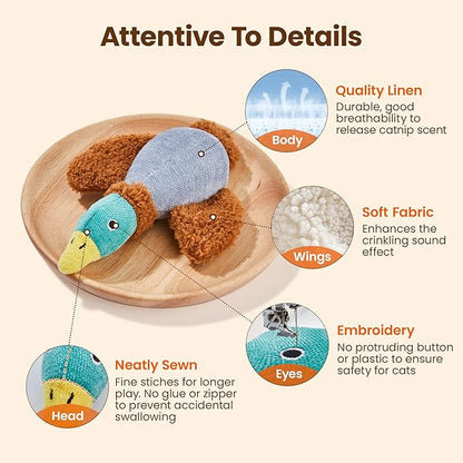 Potaroma Birds Cat Toys, 2 Pack Catnip Toys Soft Durable, Crinkle Sound Kicker Toys for Interactive Indoor Kitten Exercise 6.5 Inches for All Breeds - PAWPICO