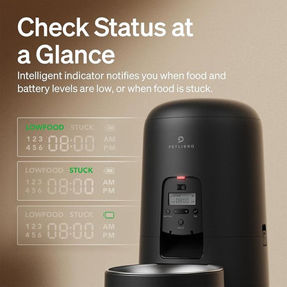 PETLIBRO Automatic Cat Feeder, Battery-operated Automatic Cat Food Dispenser with 180-Day Life, AIR Cordless Timed Pet Feeder for Cat & Dog, 2L Auto Cat Feeder, Black - PAWPICO