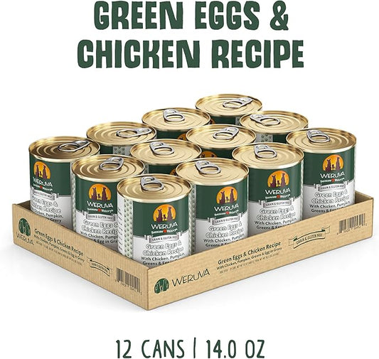 Weruva Classic Dog Food, Green Eggs & Chicken with Chicken Breast & Pumpkin in Gravy, 14oz Can (Pack of 12) - PAWPICO