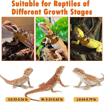PINVNBY 3 Size Bearded Dragon Leash and Harness Set Adjustable Bearded Dragon Harness with Lizard Traction Rope Mini Scooter Toy for Bearded Dragon Lizard Reptile to Walking Outdoor PINVNBY