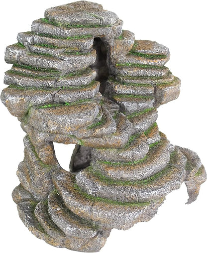 Penn-Plax Reptology Shale Scape Step Ledge & Cave Hideout – Decorative Resin for Aquariums & Terrariums – Great for Reptiles, Amphibians, and Fish – Extra Large Penn-Plax