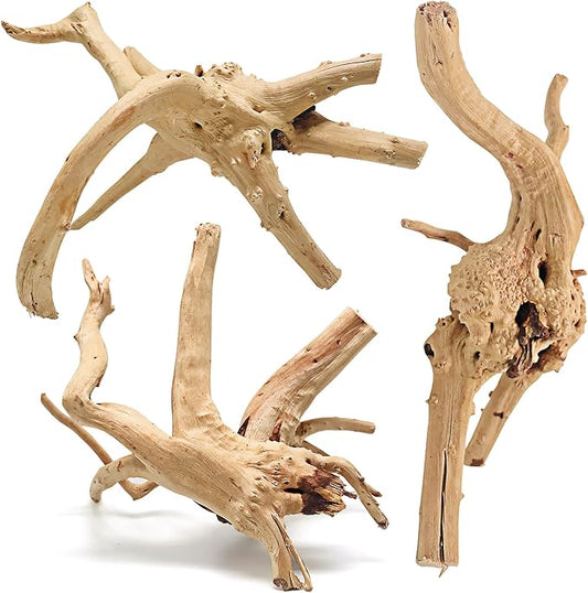 WDEFUN Natural Spiderwood for Aquarium Decor 3-Piece 7''-11'' Long Natural Driftwood Branches for Fish Tank Decorations WDEFUN
