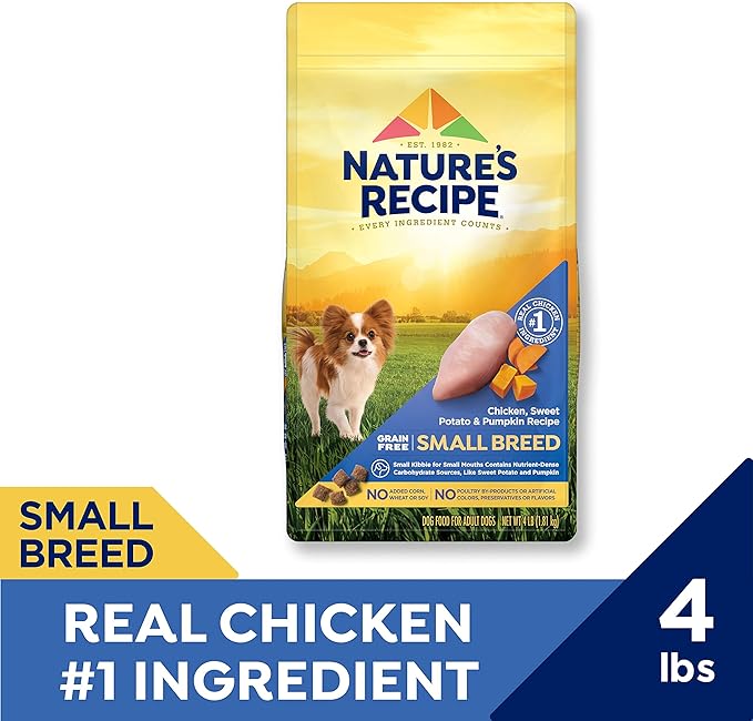 Nature′s Recipe Grain Free Small Breed Chicken, Sweet Potato & Pumpkin Recipe Dry Dog Food, 4 lb. Bag (Pack of 2) - PAWPICO