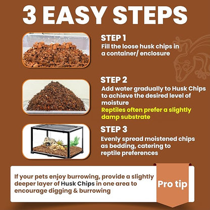 ReptiCare Coconut Husk Chips 12 Quarts of Ready to Use Organic Coco Husk Bedding for Ball Pythons, Snakes, Tortoises, Crested Geckos, Frogs, or Lizard Terrarium Tanks - 2.87 lb Gro-Med