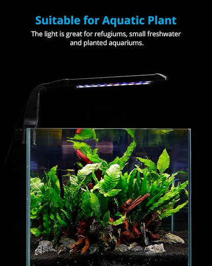 NICREW Clip on Aquarium Light, Fish Tank Light with White, Blue and Red LEDs, Planted Aquarium Light for Nano Tank, 2 Lighting Modes NICREW