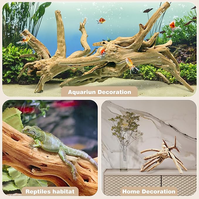 WDEFUN Natural Spiderwood for Aquarium Decor 3-Piece 7''-11'' Long Natural Driftwood Branches for Fish Tank Decorations WDEFUN