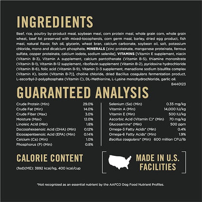 Purina Pro Plan Adult 7 Plus Complete Essentials Shredded Blend Beef and Rice Formula High Protein Dog Food for Senior Dogs - 34 lb. Bag - PAWPICO