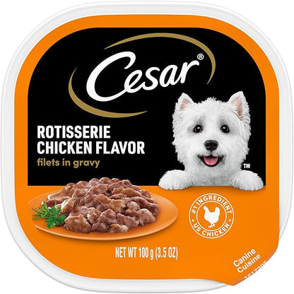 CESAR Filets in Gravy Adult Wet Dog Food, Rotisserie Chicken Flavor, 3.5 oz., Pack of 24 - PAWPICO
